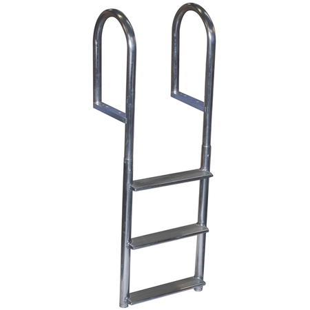 DOCK EDGE Welded Aluminum Fixed Wide Step Ladder, 5-Step DE2045F
